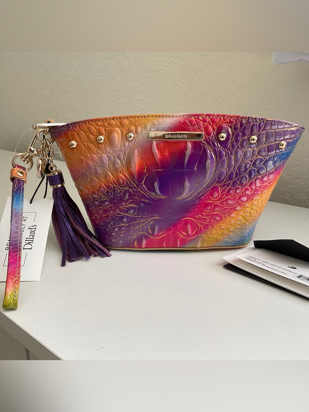 NWT Brahmin Ariana Wristlet – Gumdrop – Dillard’s Exclusive with Tassel